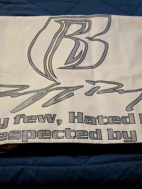 Vintage Black White and Gray Ruff Ryder Wall Banner with Script Logo